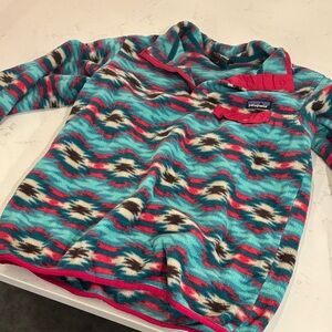 Patagonia Teal and Red Patterned Fleece